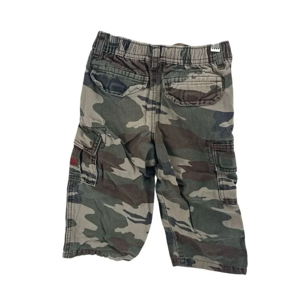 The Children's Place Kids Camo Drawstring Cotton Cargo Pants Green Brown Size 3T